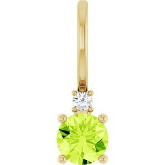 14K Yellow Gold Natural Peridot & .015 CT Natural Diamond Charm/Pendant